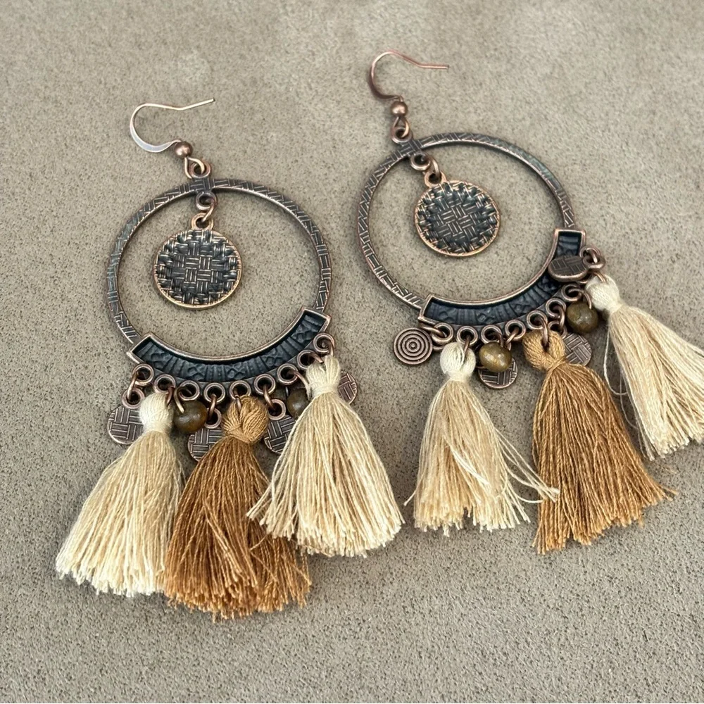 NEW Boho Round Tassel Drop Earrings